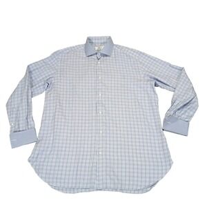 Brioni Neiman Marcus Shirt Mens Plaid Button Up Long Sleeve Made in Italy R/16